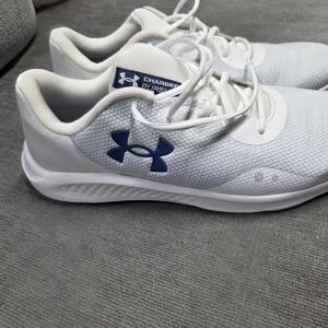 Under Armour White Sneakers with Blue Logo